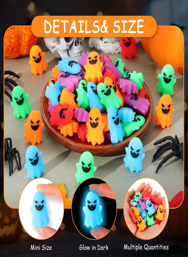 Simgoing 25 Pcs Halloween Glow in The Dark Mini Ghost Figurines, Halloween Treats Non Candy Gifts for Pumpkin Bucket, Luminous Tiny Ghost for Trick or Treat, Hide and Seek Party Favor, Spooky Decor - Image 3